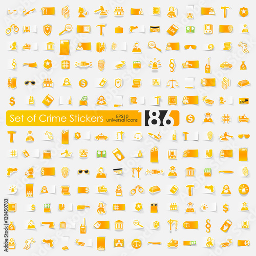 Set of crime stickers