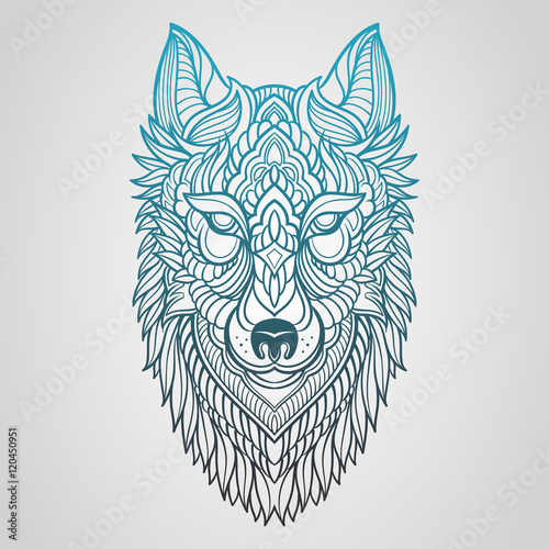 Abstract wolf hand draw