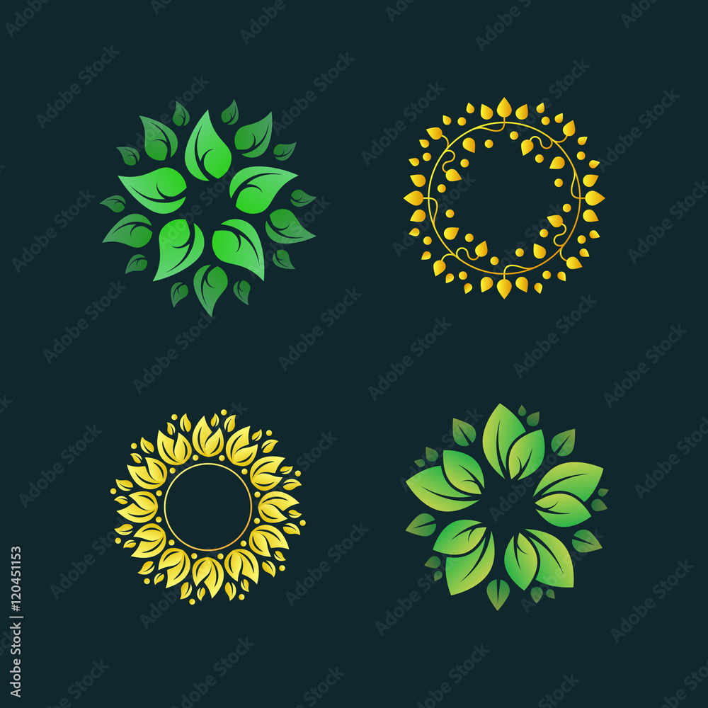 Fototapeta premium Organic product. Green eco logo. Design template of natural food logo with green