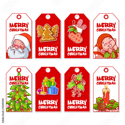 Set of Christmas gift tags with different design.