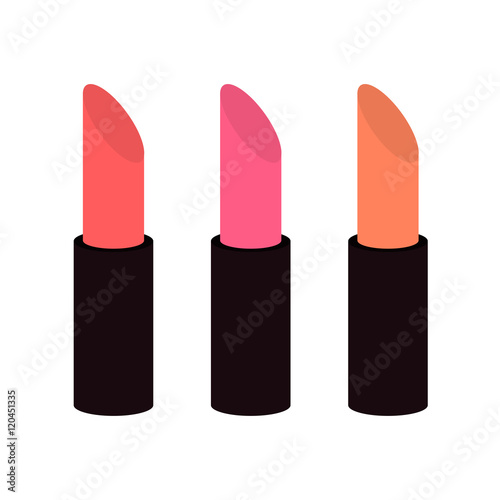 Pink nude lipstick set on white background Isolated Template Flat design