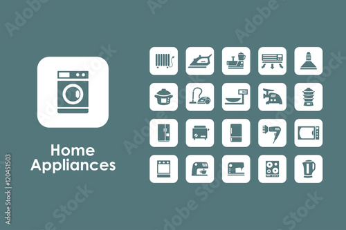 Set of household appliances simple icons
