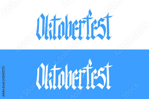 Handwritten inscription Oktoberfest in national german style. Hand drawn lettering of german beer festival. Calligraphic element for your design. Vector illustration.