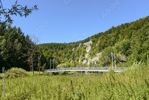 bridge for cycling path on Donau river near Gutenstein, Germany