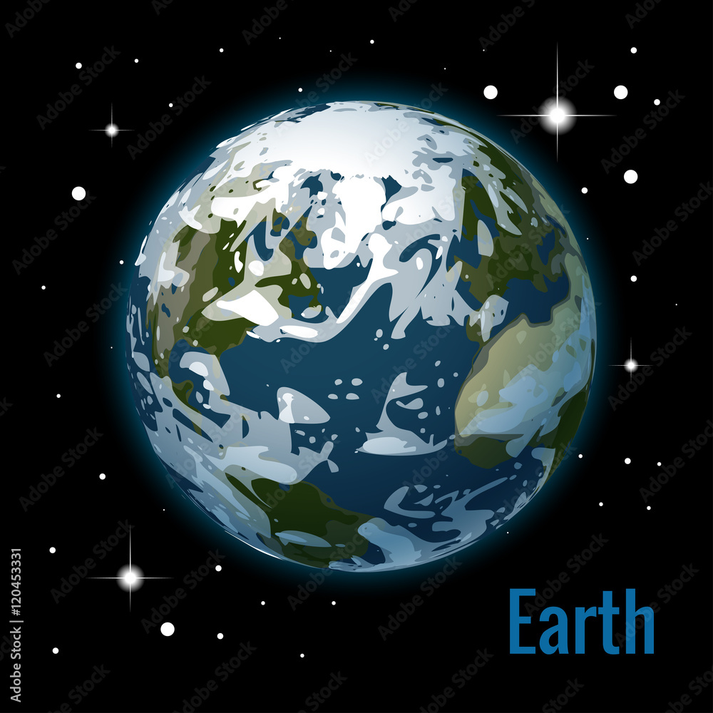 Naklejka premium Planet earth with some clouds 3d vector illustration. High quality isometric solar system planets.