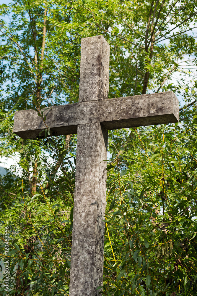 Christian Cross Marble with Green Trees Christian Cross Marble with Green Trees