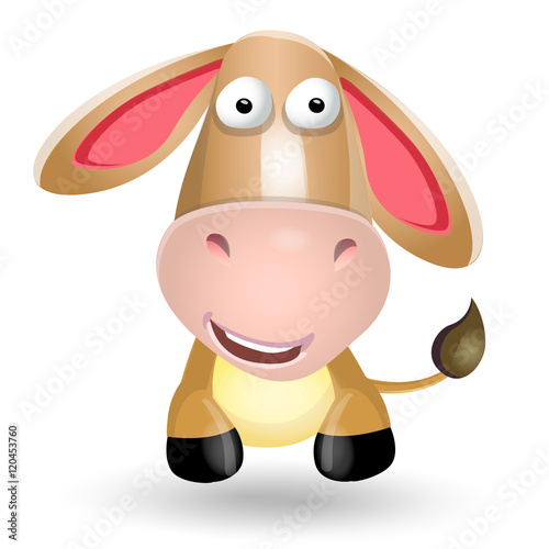 Vector illustration of funny cartoon donkey on white background. Vector illustration.