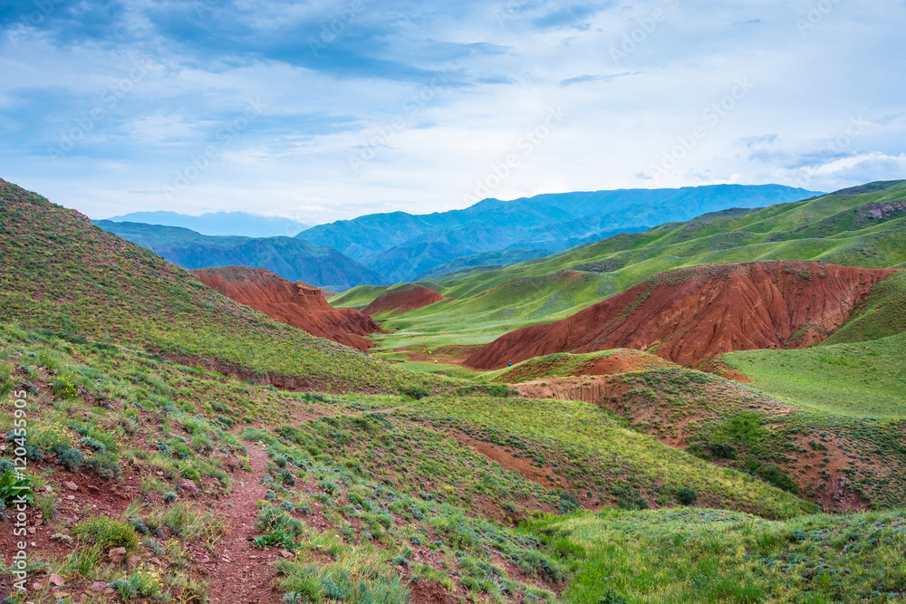 Beautiful mountain landscape in the Aeolian mountains, Kyrgyzsta