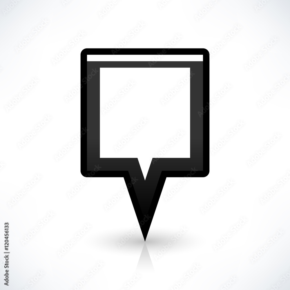 Flat map pin icon black location square sign Flat map pin icon black location square sign