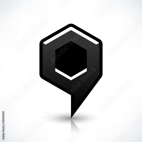 Blank map pin flat location icon hexagon sign