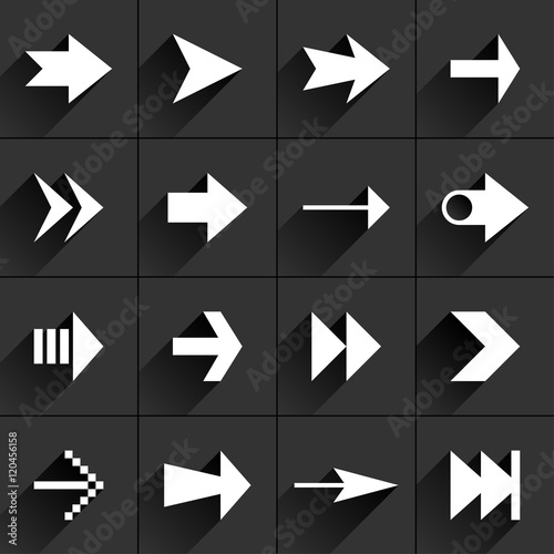 White arrow icon on black