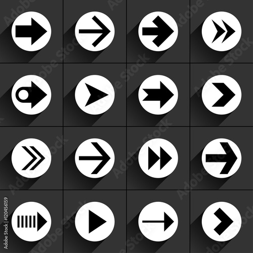 White arrow icon on black