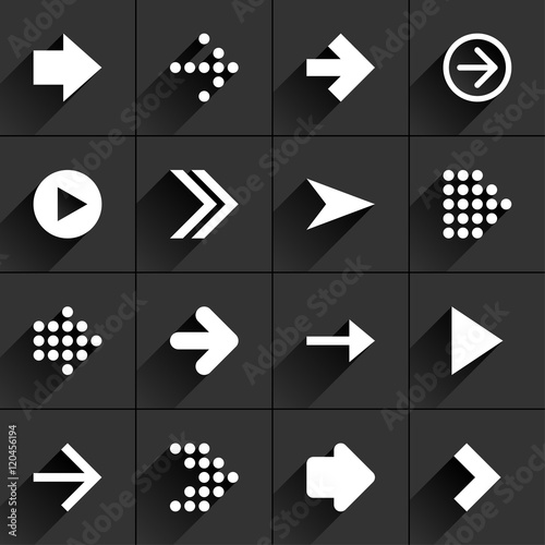 White arrow icon on black
