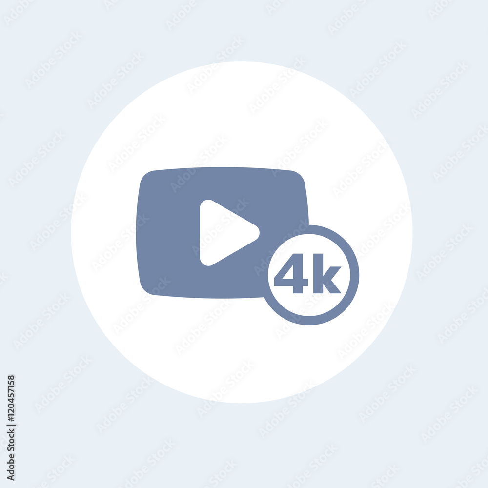 4K video content icon isolated on white 4K video content icon isolated on white
