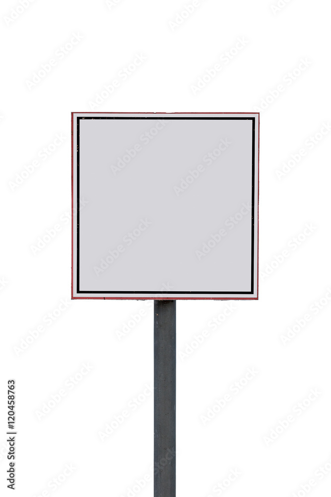 Square blank sign on a white background Square blank sign on a white background