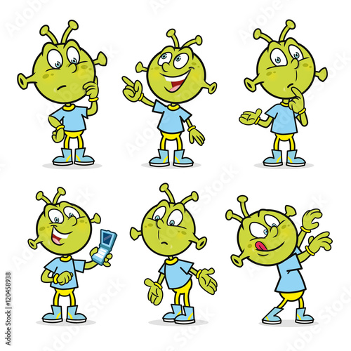 Alien character in various poses