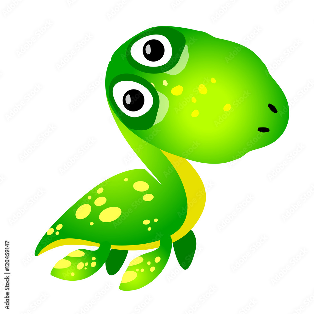 Fototapeta premium Cartoon cute dinosaur. Vector illustration on a white background, isolated