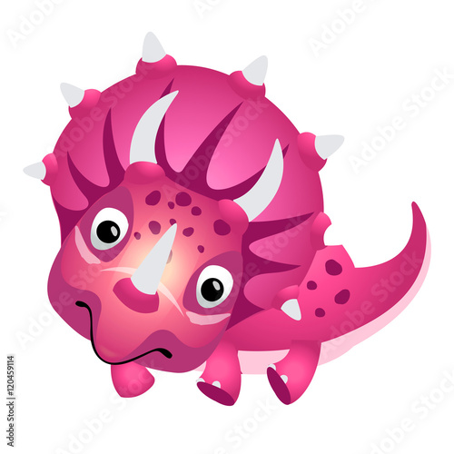 Cartoon cute dinosaur. Vector illustration on a white background, isolated