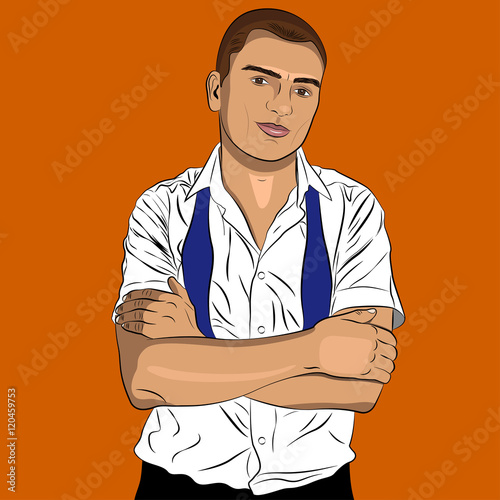 Elegant young man weared in a white shirt and tie.