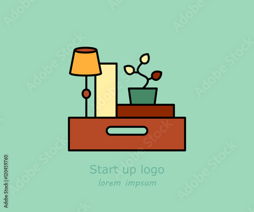 Office and moving vector logo.