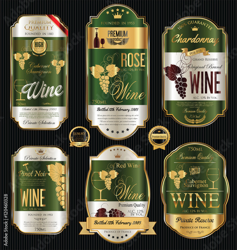 Luxury golden wine labels collection