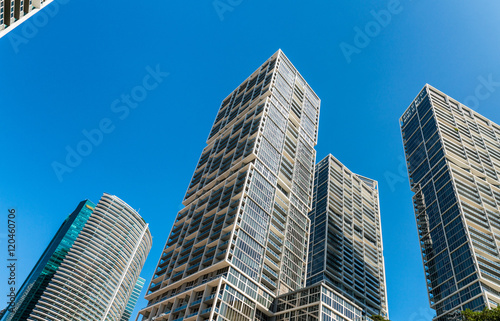 Beautiful skyline of Miami. City buildings and skyscrapers