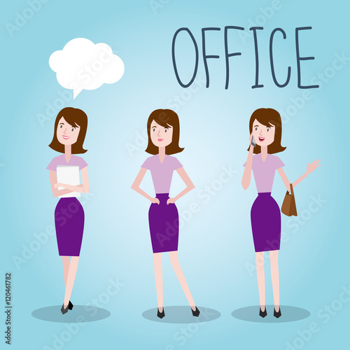 set characters office team for use in design. business people