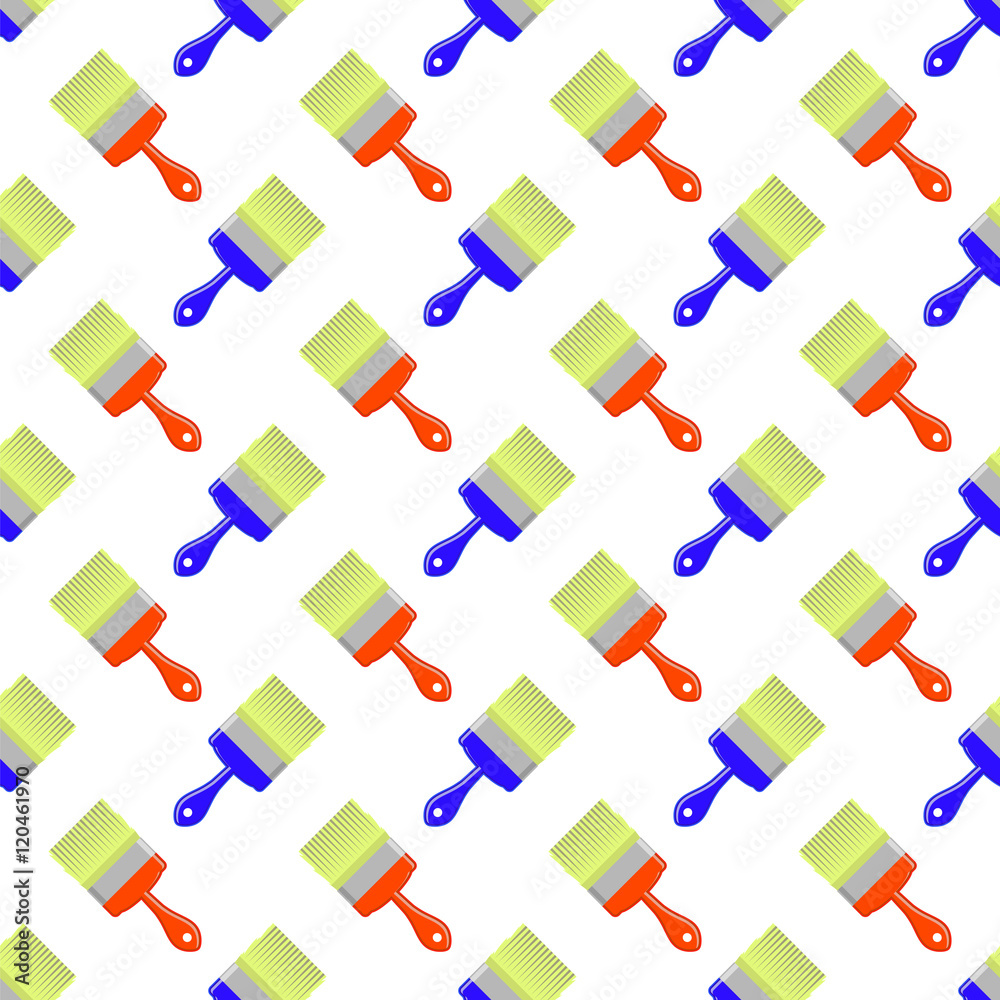 Red Blue Brushes Seamless Pattern on White. Paintbrush Background Red Blue Brushes Seamless Pattern on White. Paintbrush Background