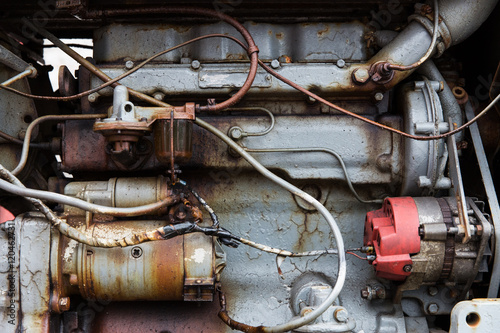 close up of vintage engine