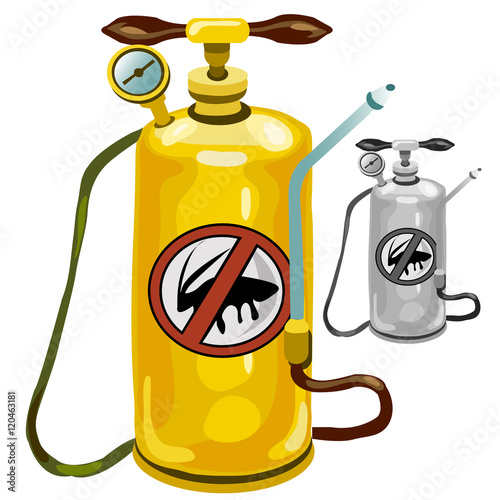 Yellow tank an exterminator isolated