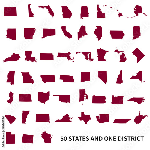 Wallpaper Mural United States of America 50  and 1 federal district. Set o Torontodigital.ca