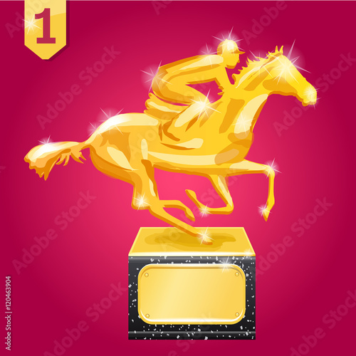 Golden trophy. horse racing. Vector illustration