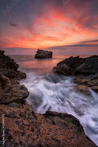 Dawn among the rocks / Sea sunrise at the Black Sea coast near Shabla, Bulgaria