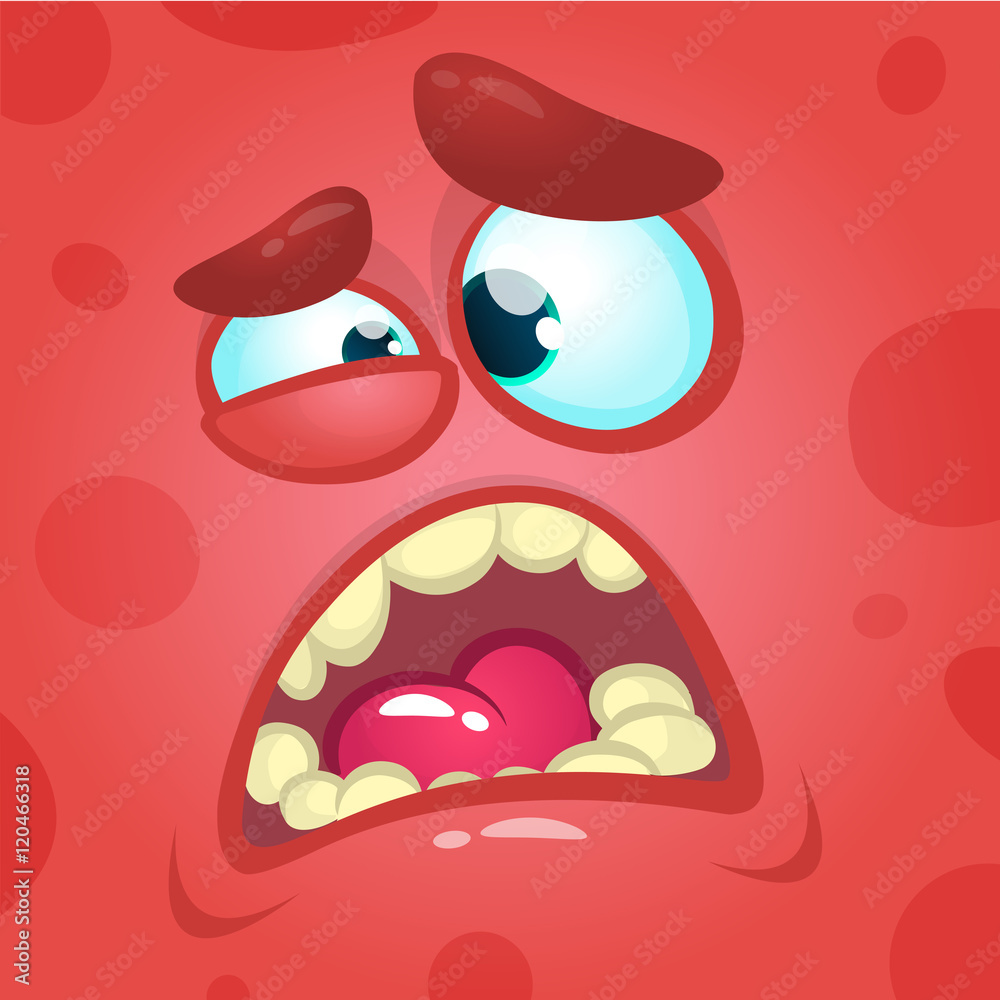 Cartoon screaming monster face. Vector Halloween red angry monster avatar Cartoon screaming monster face. Vector Halloween red angry monster avatar
