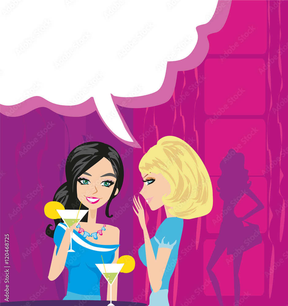 two women gossip about their friend two women gossip about their friend