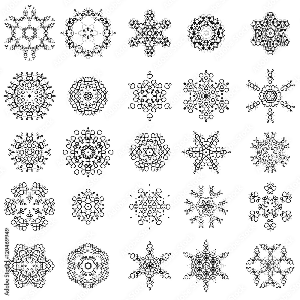 Round Geometric Ornaments Set Isolated on White Background Round Geometric Ornaments Set Isolated on White Background