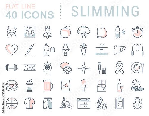 Set Vector Flat Line Icons Slimming