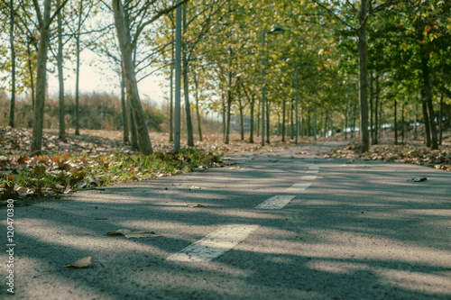 Roadway to biclcyes in Sant Cugat del Valles in Barcelona photo