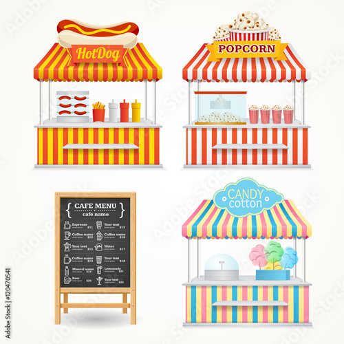 Street Food Market Set. Vector