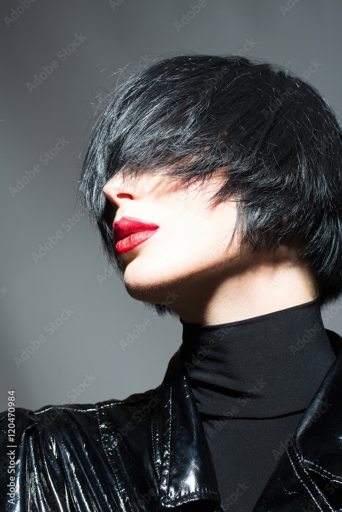 pretty sexy woman with red lips pretty sexy woman with red lips