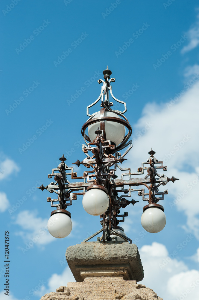 particular of street lamp in liberty style  in a city of italy