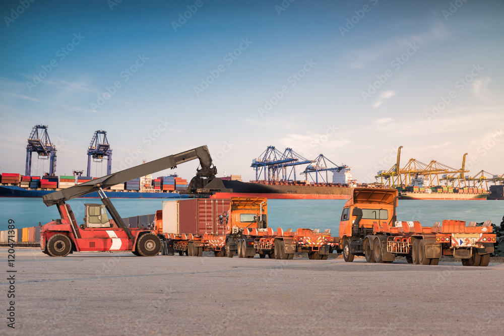 Forklift handling container box loading Forklift handling container box loading