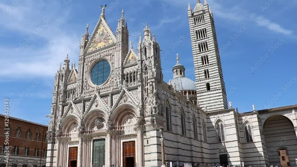 View to Cathedral at Piazza del Duomo, Cripta and Museo dell'Opera in Siena, Tuscany Italy 