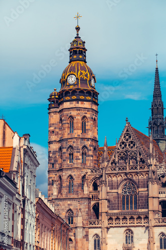 Gothic cathedral with clock tower
