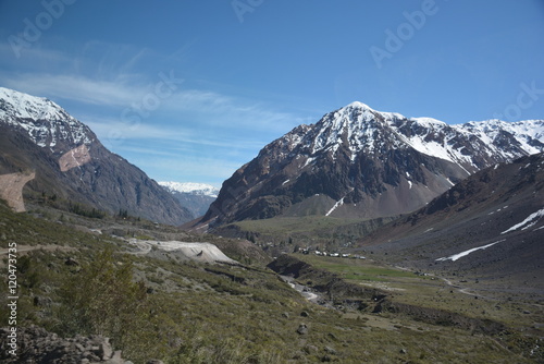 landscape of mountains and valley in Chile