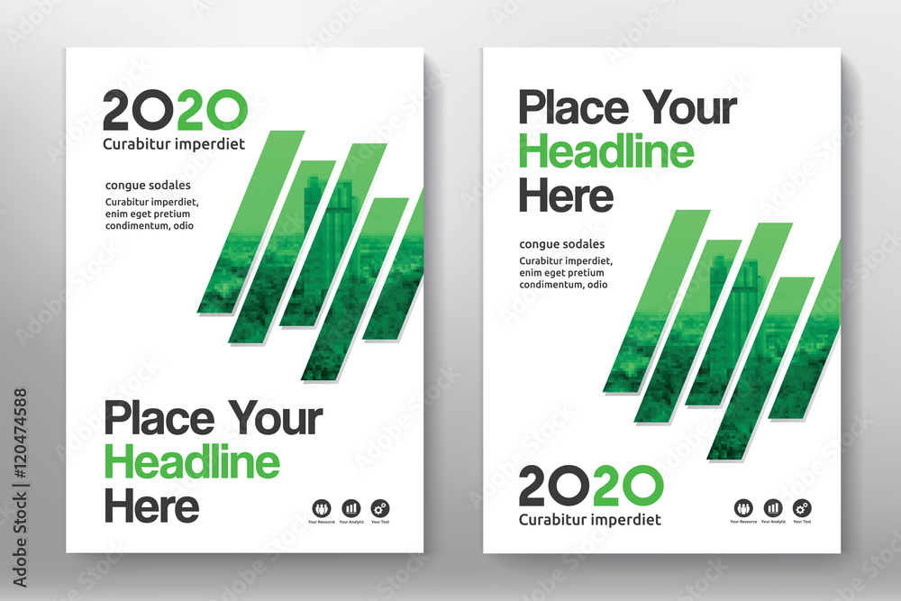Green Color Scheme with City Background Business Book Cover Design Template in A4. Can be adapt to Brochure, Annual Report, Magazine,Poster, Corporate Presentation, Portfolio, Flyer, Banner, Website