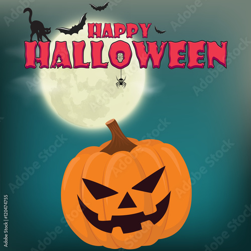 Postcard in honor of Halloween. Scary background. Halloween in October. Pumpkin. Holiday.