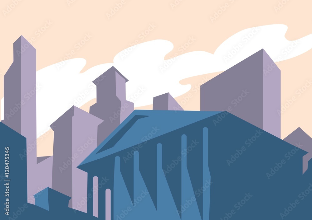 Modern skyscrapers in business district. Downtown building. Cityscape landscape. City design architecture collection. Vector illustration.