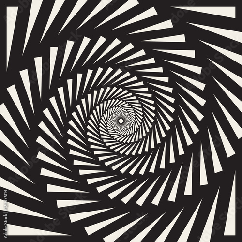Vector Black and White Spiral Triangles Swirl Abstract Optical Illusion