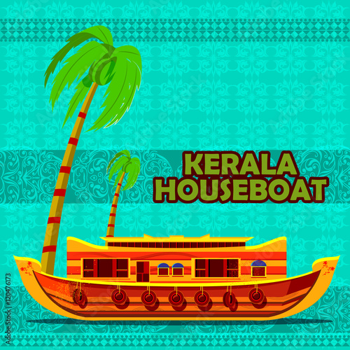 Indian Kerala Houseboat representing tourism in India photo